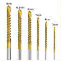 6PCS/Set Titanium Coated Drill Bit Spiral Jagged Saw Drill Bit Composite Drill Bit Twist Drill Bit. 