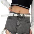 Women PU Leather Belt 1.1inch Width Versatile Ladies Waist Belt White. 