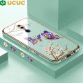 UCUC for OPPO F11 Back Cover + Free Lanyard Butterflies Fly Luxury 6D Plating Case Side Pattern Soft Silicone Square Mobile Phone Cases. 