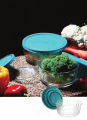 3 piece Glass bowl set with plastic lid BOWLS 3-Piece Glass Bowl Set, Nesting Glass Mixing / Storage Bowls with Lids, Stack able Storage Bowl Set, Container with Plastic lid. 