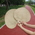 Summer Raffia Hand Fans Stylish 37cm Stringed Handmade Raffia Fans Natural raffia Farmhouse Palm Leaf Hand Fans for Wedding. 