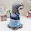 SELMAI Stripe Pet Outfits for Small Dog Shirt Top Denim Pants Doggie Casual Wear Poodle Chihuahua Clothes Outfits Clothes Apparel Blue XL. 