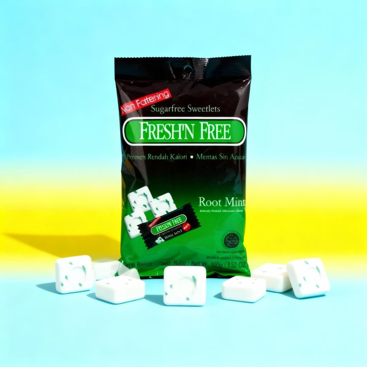Indonesian%20Fresh'N%20Free%20RootMint%20Refreshing%20Candy%20%E2%80%93%20Available%20in%201,%202,%203,%204,%205,%20&%2010%20pouches%20with%20lower%20prices%20%20Sugar-Free%20Mint%20Sweetlets,%20Cool%20Breath%20Freshener,%20Low%20Calorie,%20Long-Lasting%20RootMint%20Flavor,%20100gm%20Pouch%20(100-Pack)keep%20your%20self%20cool%20now!"%20-%20Image%206