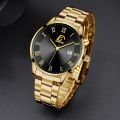 【DATA FROG Global MALL】Mens Gold Stainless Steel Watches Luxury Minimalist Quartz Wrist Watch Men Calendar Watch Watch Watch Homewer. 