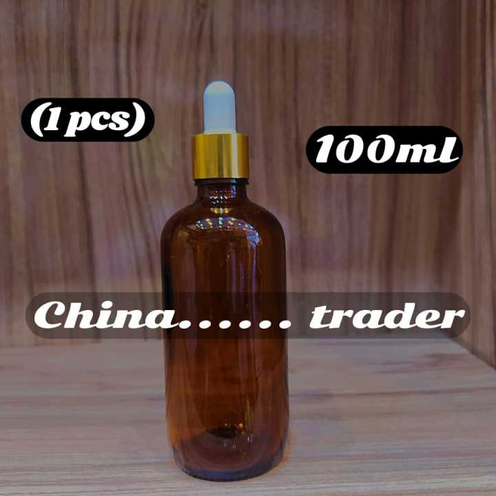 (100ml) Empty High Grade Essential Oil Serum Glass Dropper Refillable Bottle in Amber Colour(100 ml)