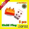 Multi Plug Adapter 2 Pin Universal Socket, Surge Protection, Compact Design for Home office & Travel etc.. 