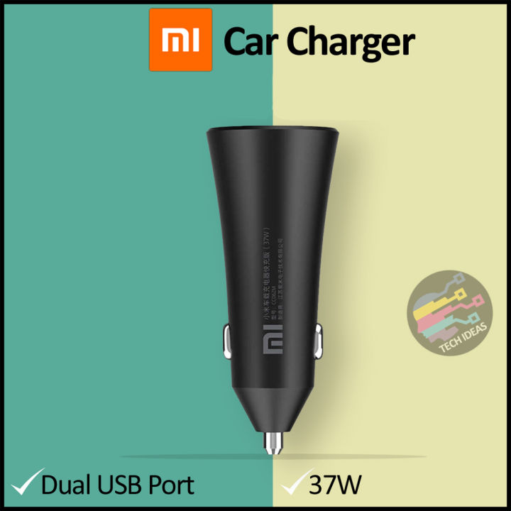 Xiaomi Mi 37W Dual-Port USB Car Charger - Model : CC06ZM - Andriod - Super Fast Adapter - Socket - Black - Qualcom 3.0 Certified