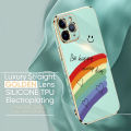 (Free Lanyard) Luxury 6D Plating Case for Samsung Galaxy S20 Plus Back Cover Cartoon Rainbow Side Pattern Soft Silicone Square Phone Cases. 