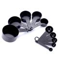 Pack of 10 Pcs Plastic Measuring Stackable Teaspoon Tablespoon Measurement Tools,Spoons and Cup, Spoon and Cup Set for Baking (Black). 