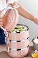 Small Lunch Box 3 Tier Insulated Tiffin Box with Vaccum Seal office thermos Shop Lunch Storage Box. 
