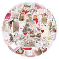 10/30/60pcs INS Style Pink Coquette Stickers Aesthetic Cartoon Decorative Stationery Laptop Phone Case Kawaii Girls Kids Sticker. 