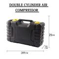 Portable Air Compressor Pump Dual Cylinder Heavy Duty Tire Inflator with LED Light,150 PSI 12V Air Pump with Tire Repair Kit and Toolbox for Auto,SUV,Truck tires etc. 