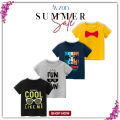 Pack Of 3 Summer Cotton Jersey Printed Round Neck T-shirt For Boys And Girl. 