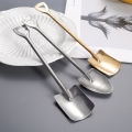 1/4Pcs Stainless Steel Spade Spoon Creative Retro Dessert Watermelon Spoon Tip And Square Shovel Ice Cream Tip Spoon. 