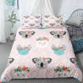 Koala Duvet Cover Set Cartoon Leaves Baby Bear Australian Wildlife Themed Bedding Set for Kids Boys Queen Size Comforter Cover. 