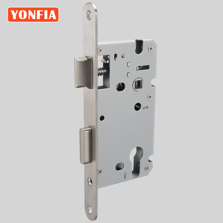 YONFIA 7250 Mute Stainless Steel Plate Silent Mortise Lock Body Anti Fingerprint Door Latch For Interior Door Handles