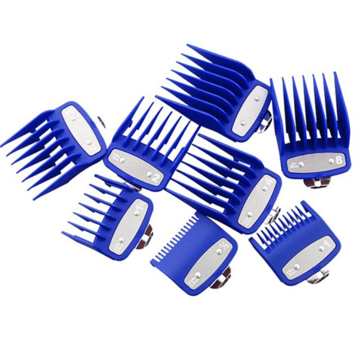 8Pcs Cutting Guide Comb for Wahl with Metal Clip 3171-500, Blue