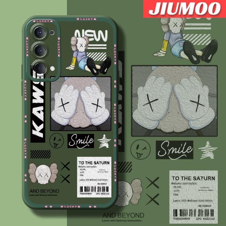 JIUMOO Case For OPPO Reno 4 Case Colorful Fashion Cool Brand Shockproof Square Edge Silicone Casing Full Lens Cover Camera Protect Cases Softcase