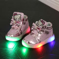 Girls Shoes Little Girls Princess Children Shoes with Light Baby Fashion Hook Loop Led Shoes Kids Light Up Glowing Sneakers(EU SIZE 21-30 /Pink) - intl. 