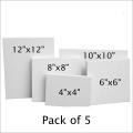 Openness - Pack of 5 - Square Canvases 4x4, 6x6, 8x8, 10x10, 12x12 For Painting, Canvas Boards, Canvas Panels, 100% Cotton Stretched Canvas , Framed Canvas, Small Canvas. 