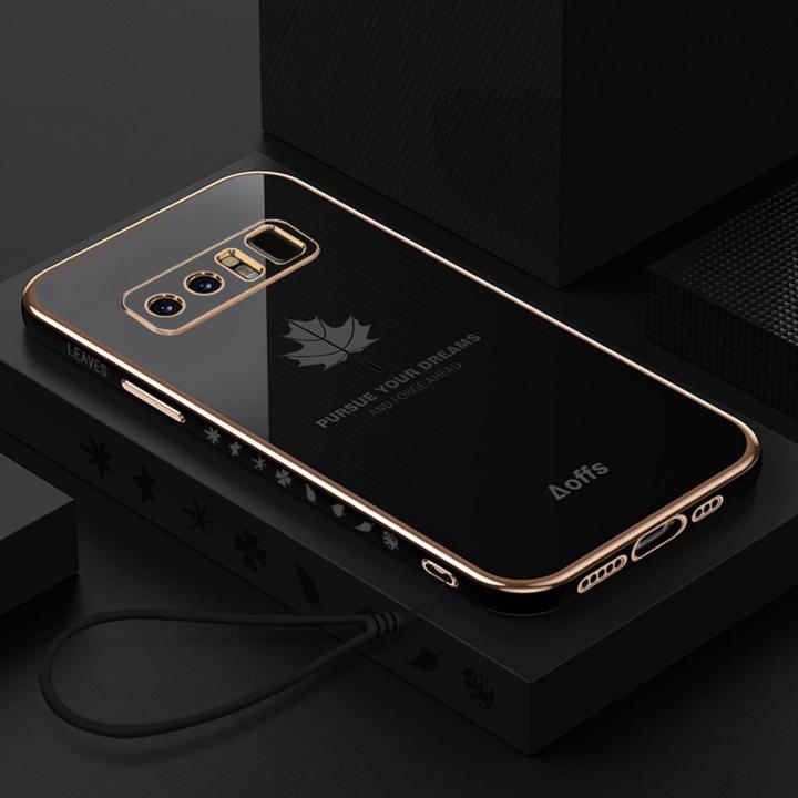 COROGI for Samsung Galaxy Note 8 Back Cover Luxury 6D Plating Maple Leaf Side Pattern Soft Silicone Square Mobile Phone Case