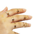 Pack of 10 - Adjustable Finger Rings For Girls - golden Colour. 