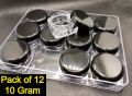 Pack of 12 Empty Cosmetic Containers 10gram Black Cap With outer Acralic Box - Square Shape Mini Plastic Empty Bottle - Makeup Face Cream Pot Jar Refillable Cosmetic Sample Bottles. 
