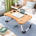 Ergonomic Portable Laptop Desk with Drink Holder and Adjustable Stand Furniture Laptop Table in Dark Brown andBlack Multipurpose Wooden Laptop Table  Portable Foldable Study Desk for Bed & Sofa  Ergonomic Design with Cup Holder Hooks & Slot. 