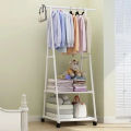 Clothes Hanging Stand - Hanging Stand for Clothes - Corner Rack - Cloth Hanging Stand - Clothes Hanging Stand for Room - Cloth Stand - Clothes Hanging Stand for Bedroom - Corner Cloth Rack with 3 Layers Storage Shelves & Double Hooks. 