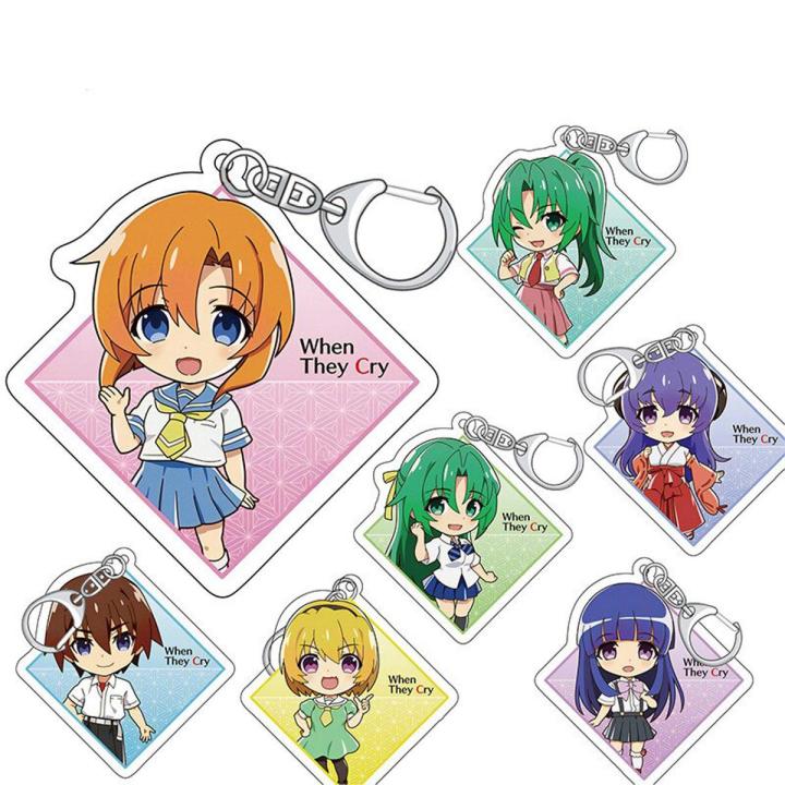 Anime Keychain Man Higurashi When They Cry Women Key Ring Acrylic Chain for Pants Kids Pendant High Quality Key Holder Brelok