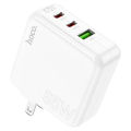 hoco Premium C115 Header GaN Charger 3 Ports PD 65W Power Delivery Quick Charge QC3.0 Fast Charging Adapter Station Multi Interface Wall Charger Block For Laptops Desktops Workstations Tablets Smart Devices Electronics Accessories. 