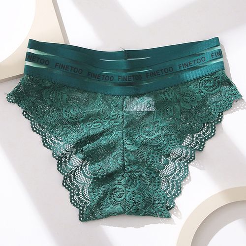 FINETOO Women Net Lace Panties Sexy Women Lace Panties Temptation Low Rise Panties Transparent Underwear Female Lingerie Ladies Undergarments Briefs Panty for Girls green