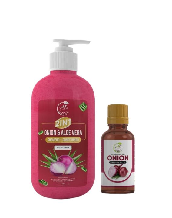 Onion & Aloe vera shampoo and onion essential oil 300ml | Perfect for all hairs