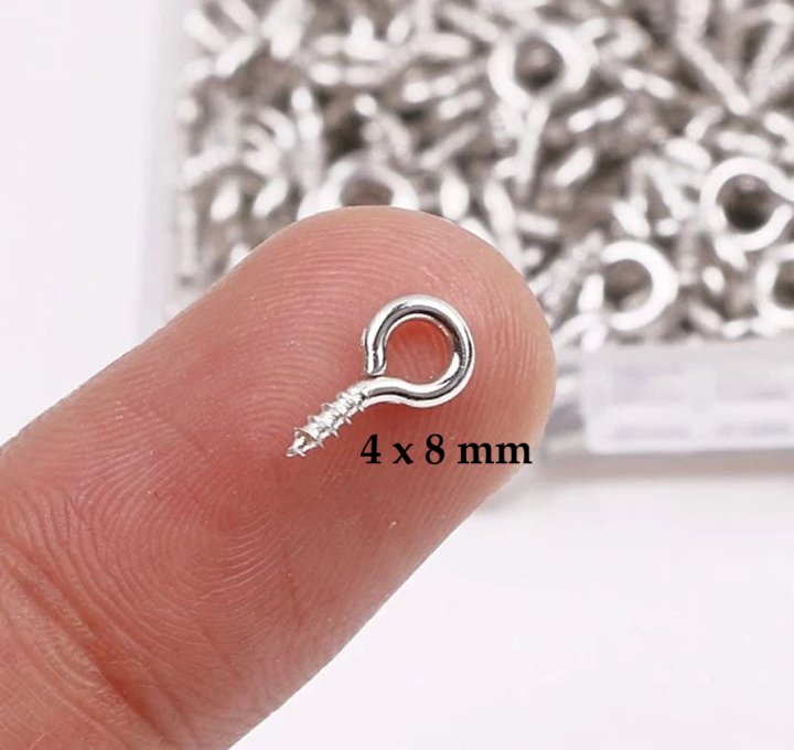 Pack of 10 or 20 Pieces | Mini Screw Eye Pins - 4 x 8 mm | Silver ...