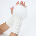 Plush Women gloves Elasticity Knitted Furry Half fingers mittens Fashion gloves for Outdoor Girls Women. 