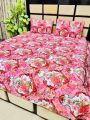 Pink Pure Crystal Cotton King Size Bedsheet with 2-Pillow Covers. 