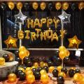 Happy Birthday Golden & Black Theme Complete Set For Birthday Decoration - ( Including 1 pc 13 Inch Happy Birthday Foil Balloon -50 Balloons (Golden & Black) + 4 Foil Star Balloons) Birthday & Party Items Birthday Accessories Birthday Themes. 