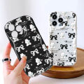 UCUC for Infinix Hot 50 4G Hot 50 Pro 4G Back Cover Bow White Rabbit Cream Texture Wavy Edge Soft Silicone Phone Case. 