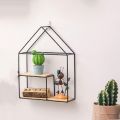 Decorative Items Iron House Rack Triangle Art Solid Wood Drawer Home Decoration Items for room & Wall Black. 