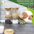 6 pieces Small  Storage Jars with Bamboo Lid 200 ml - Spice Storage Jars Made from Reinforced Borosilicate Glass - Airtight Storage Jars. 