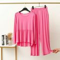 Pink Frill Style Night Suit For Women. 