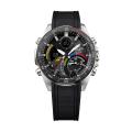 Casio Edifice Mens Silver Stainless Steel Case Round Analog+Digital Solar Power Tachymeter Bluetooth World Time Stop Watch Calender 5 Daily Alarm LED Light Multi-Functions Black Resin Strap Watch-ECB-900MP-1ADF. 