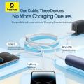 BASEUS 3-In-1 Charging Cable - Rapid Series USB To Micro/Lightning/Type-C Nylon Braided Cable - 3.5A - 1.2m. 