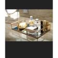 Gold Metal Glass Tray,Makeup Organizer,Vanity Tray, Gold Jewelry Tray,Cosmetics Organizer. 