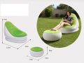 Camping Home One Person Inflatable Lounger Inflatable Sofa Flocked PVC Lounge Air Chair With FootRest Indoor Outdoor Living Room Stool Garden Lounger NOTE random color will be delivered. 