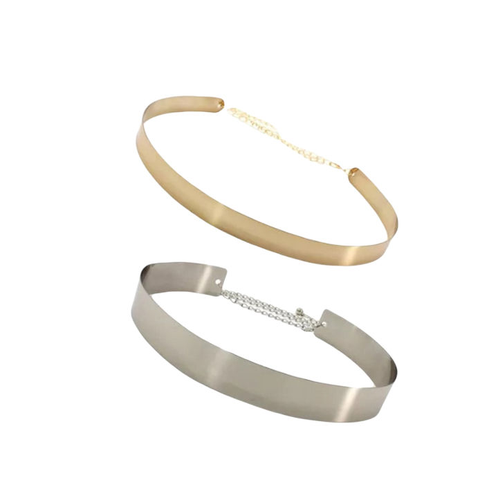 Fashion Women Adjustable Metal Waist Belt Bling Gold Silver Color