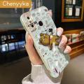 chenyyka For Infinix Smart 4 Smart 4C X653 Case Cartoon Cute Spoof Bear Plating Side Edge Square Phone Cases Pattern Casing Full Lens Back Cover Camera Protect Shockproof Softcase. 