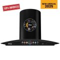 Hanco Elegant Black Range Hood with Voice Control, Hand Motion Sensor, LED Touch Display, Advanced Auto Cleaning, Heavy Suction Power, 1 Year Warranty - Chimney Sizes 24/27/29.5/35.5 Inch. 
