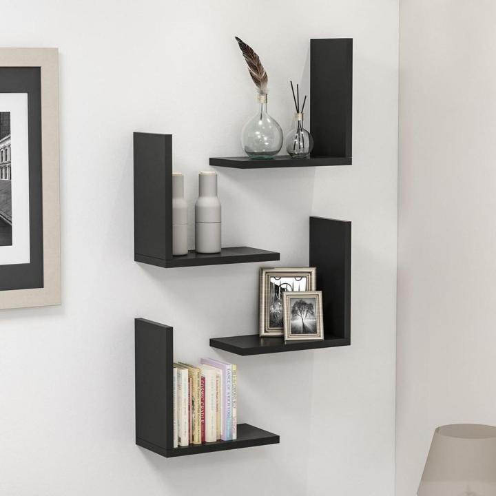 L shaped Liven Wall Shleves (set of 4) wall decoration shelves floating cmshelves display rack home tier office decorater