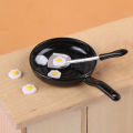 1/12 Dollhouse Fried Egg Frying Pan Set Dollhouse Mini Kitchen Accessories ZH. 